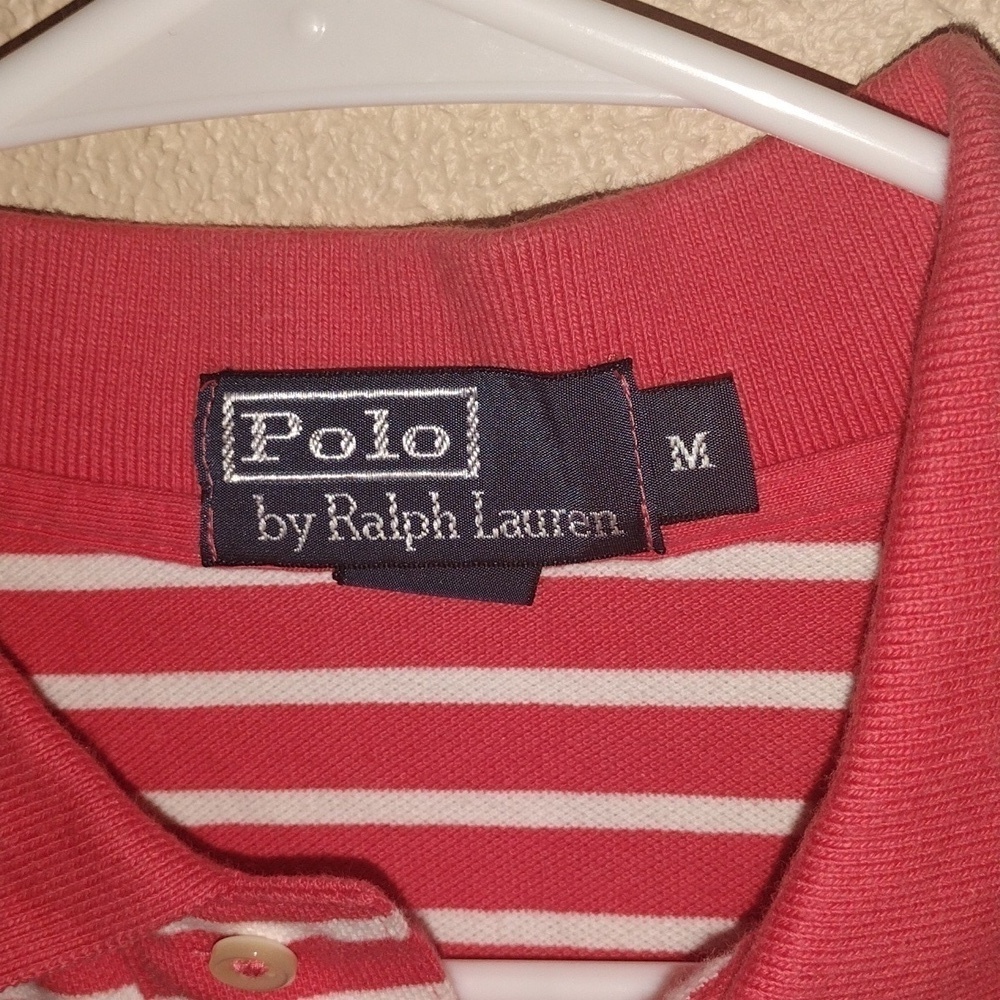 Polo by Ralph Lauren Men’s Orange/Peach Striped Polo Golf Preppy M - Picture 4 of 7